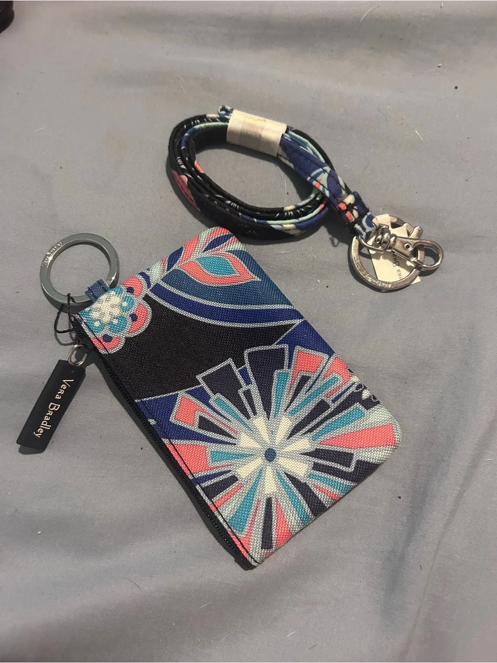Vera Bradley Navy  Floral Lanyard ID Pouch and lanyard set 
Lotus Flowers Swirl - Picture 5 of 5